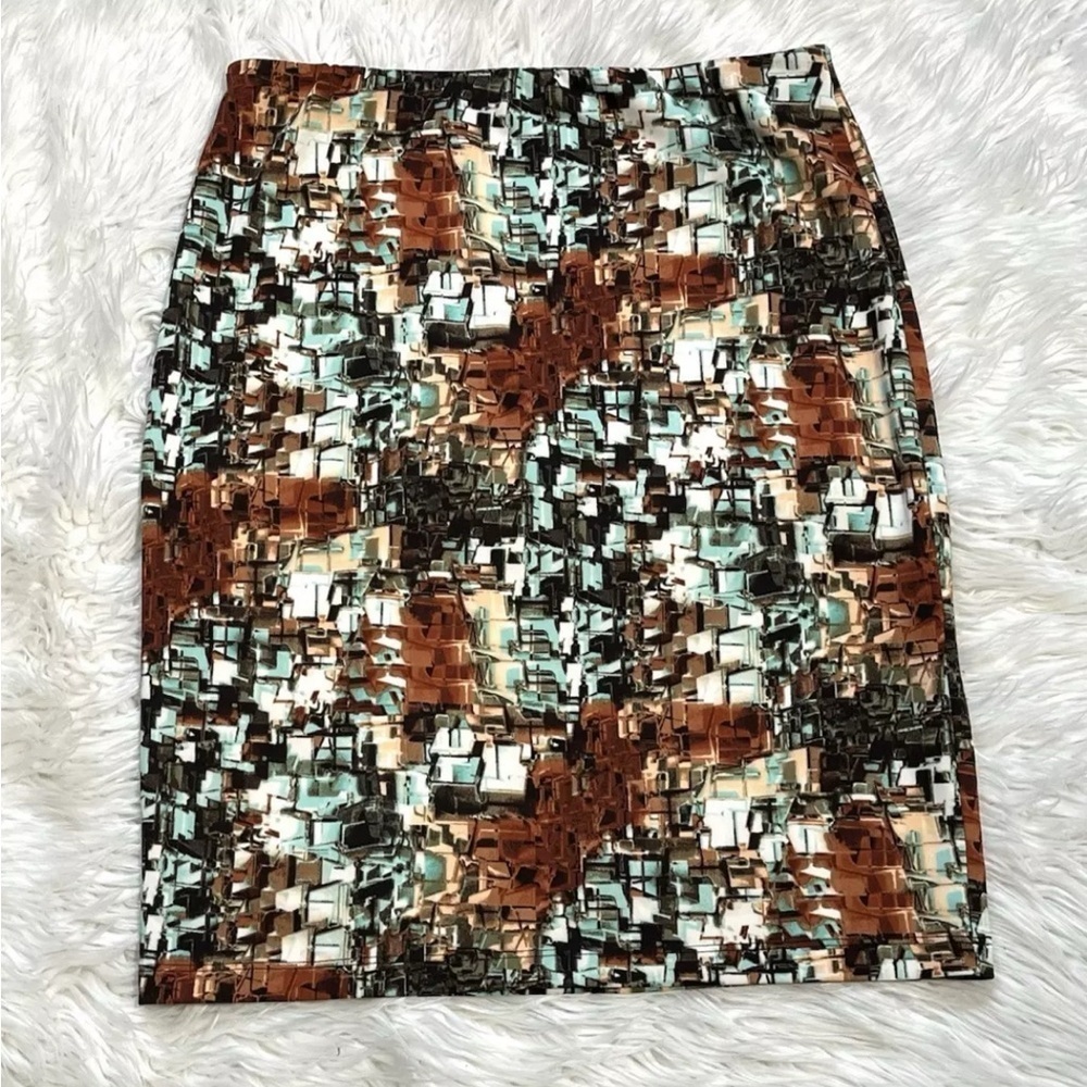 Betsey Johnson Mix-Up Boho Pencil Skirt Elastic Waist Knee Length Stretch